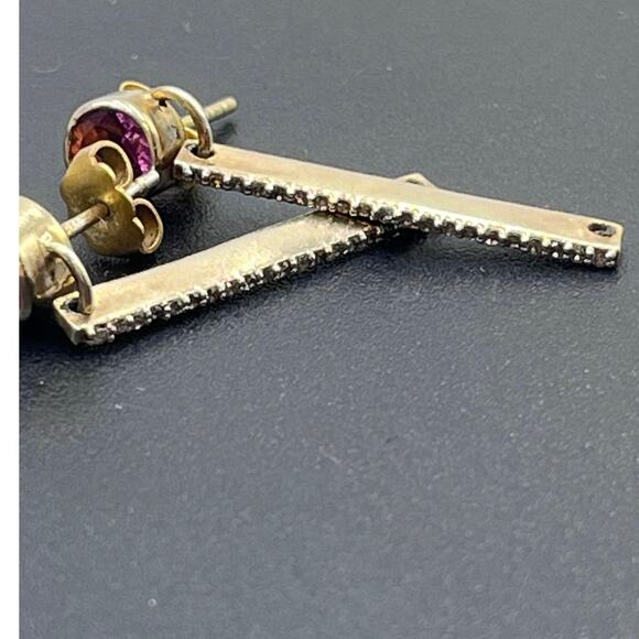 SHANA GULATI TIID Pink tourmaline, Pave champagne diamonds Vermeil 18k Earrings - Picture 8 of 10